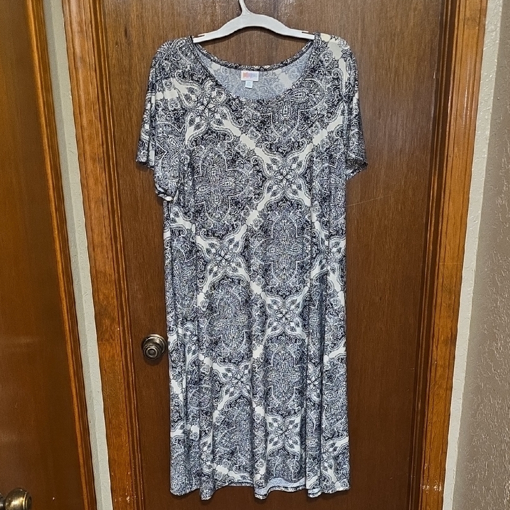 Lularoe 2X Jessie Paisley Short Sleeve Swing Dress